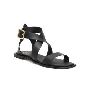 GH BASS Black Made In Italy Leather Marina Ankle Strap Sandals